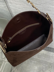 DIOR 26S MEDIUM BAG 31 IN DARK BROWN SUEDE