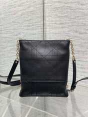 DIOR 26S TRIANON BAG 20 IN BLACK LAMBSKIN