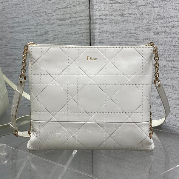 DIOR 26S TRIANON BAG 25 IN WHITE LAMBSKIN