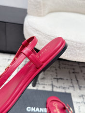 CHANEL 26S THONG SANDALS IN RED CALFSKIN WITH GOLD HARDWARE