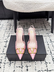 VALENTINO 26S SLINGBACKS 80 MM IN LIGHT PINK CROC EMBOSSED CALFSKIN