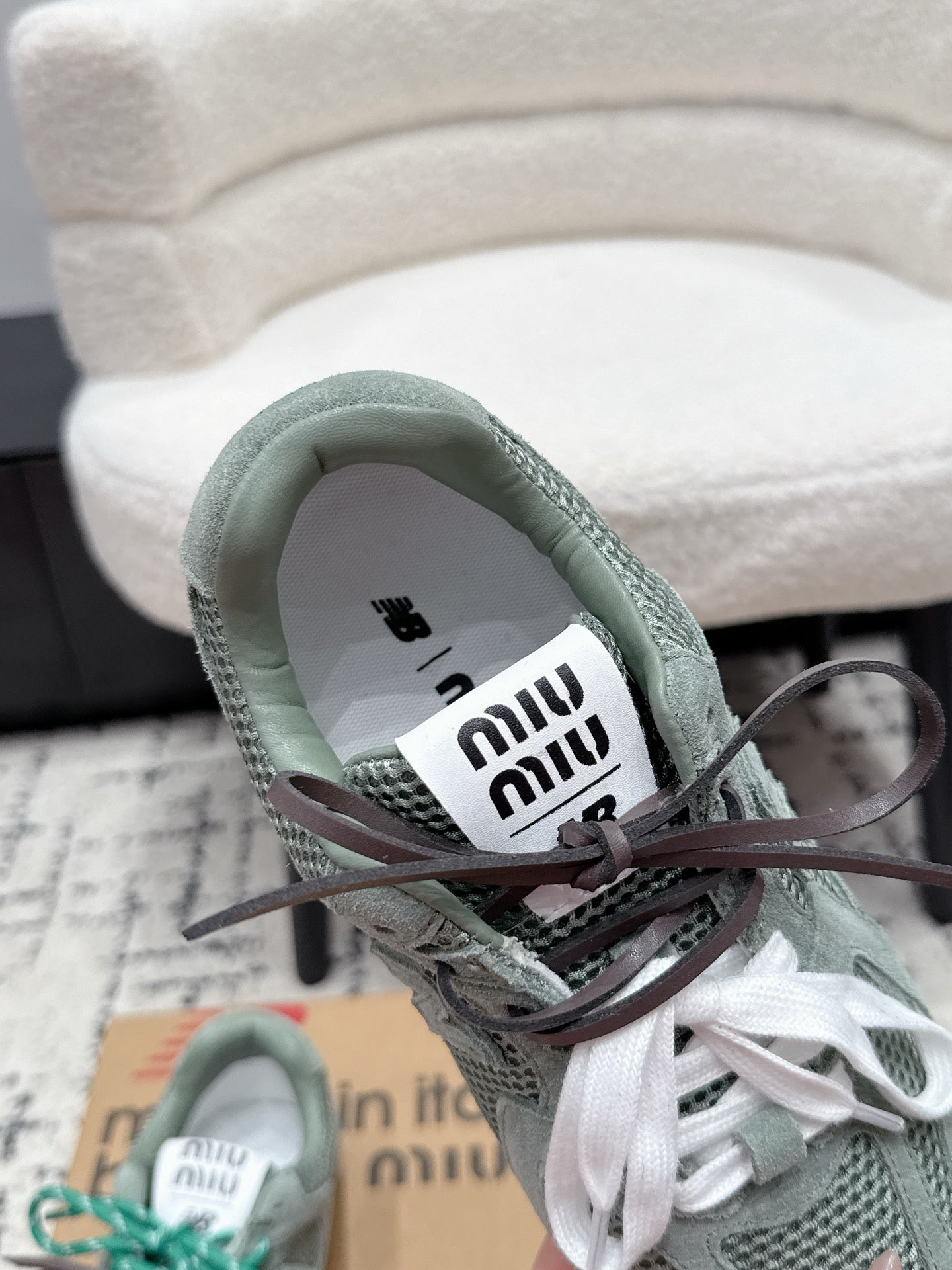 MIUMIU 26S SNEAKERS IN LIGHT BLUE SUEDE SUEDE AND MESH FABRIC