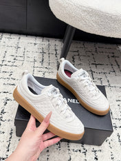 CHANEL 26S QUILTED SNEAKERS IN WHITE SUEDE