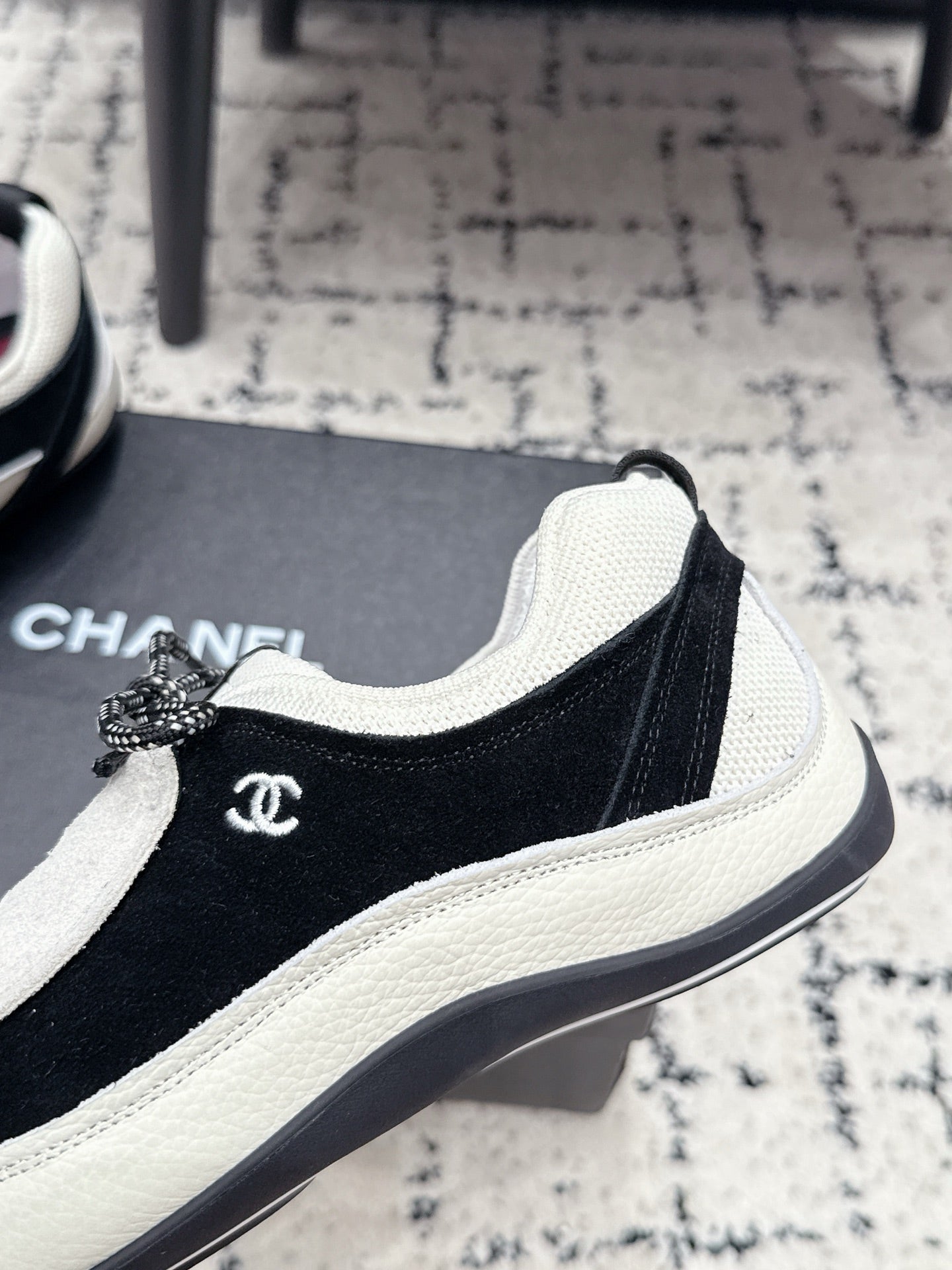 CHANEL 26S LACE-UP SNEAKERS IN WHITE SUEDE AND LAMBSKIN