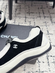 CHANEL 26S LACE-UP SNEAKERS IN WHITE SUEDE AND LAMBSKIN