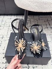 CHANEL 26S SLINGBACK SANDALS 75 MM IN BLACK PATENT CALFSKIN