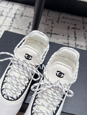 CHANEL 26S LACE-UP SNEAKERS IN WHITE SUEDE