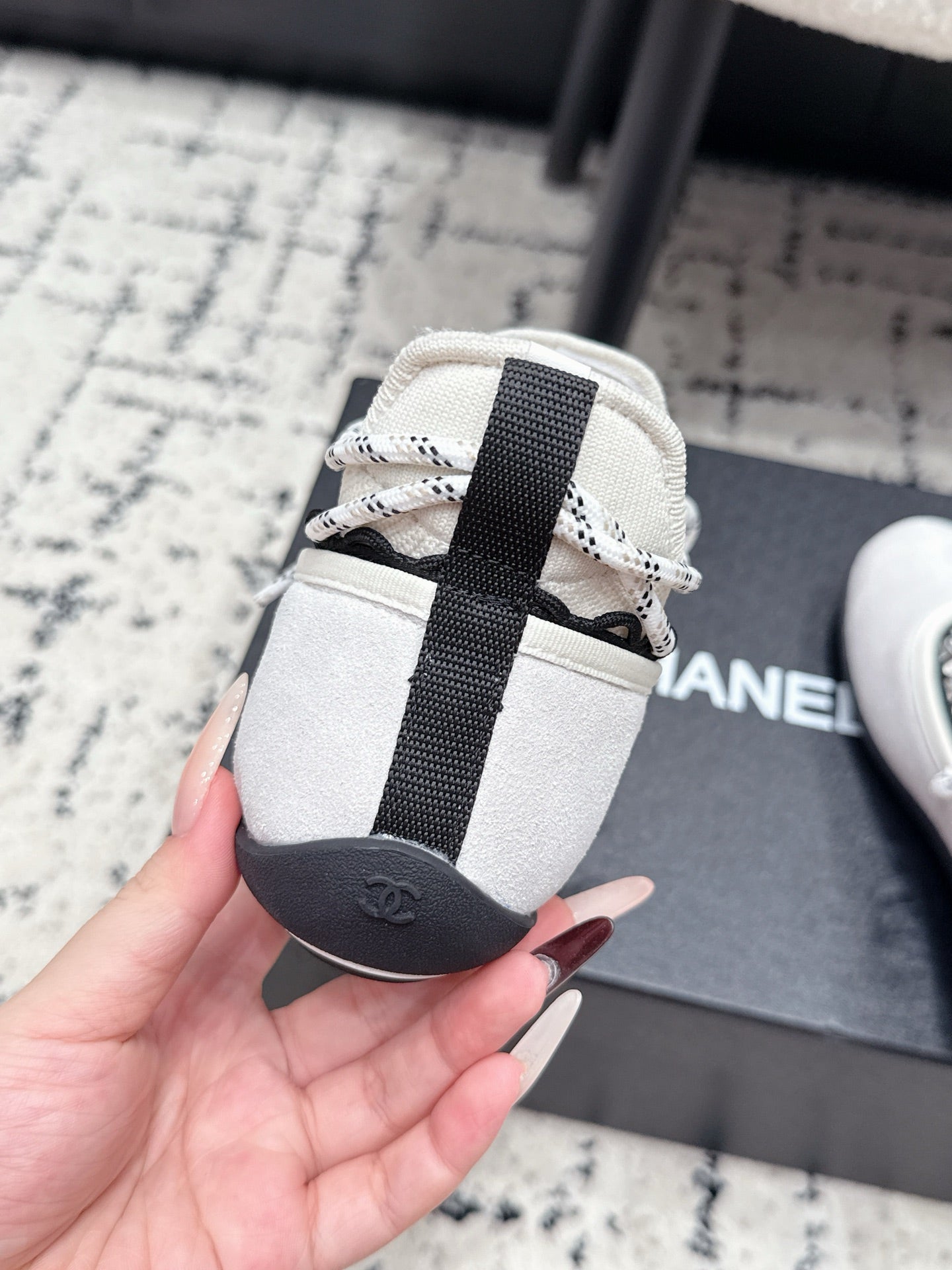 CHANEL 26S LACE-UP SNEAKERS IN WHITE SUEDE