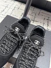 CHANEL 26S LACE-UP SNEAKERS IN BLACK SUEDE