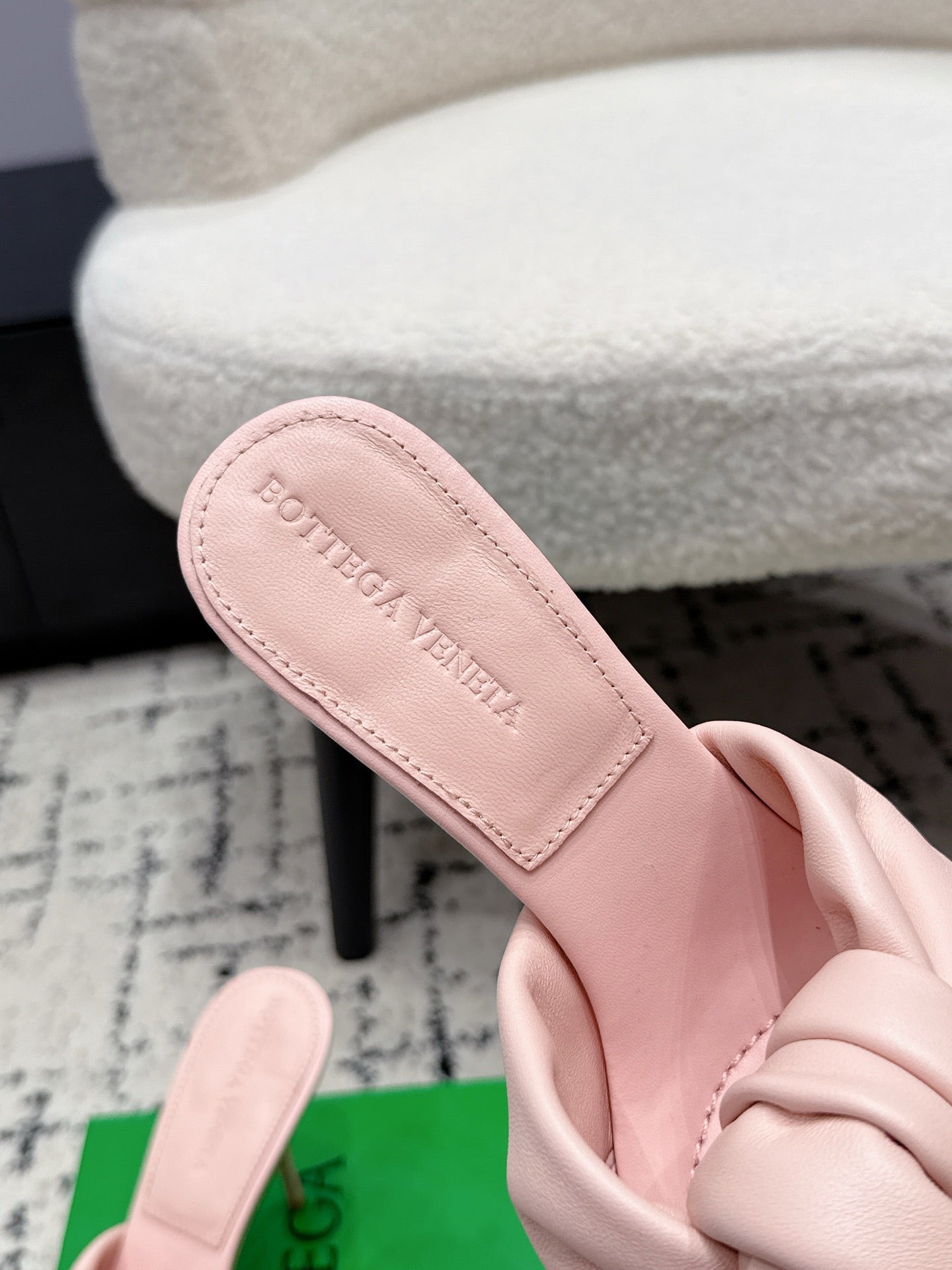 BOTTEGA VENETA 26S TWIST-STRAP HIGH-HEEL SANDALS 90 MM IN LIGHT PINK LAMBSKIN