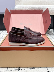 LP 26S SUMMER CHARMS WALK LOAFER IN DARK BROWN CROCODILE CALFSKIN GOLD HARDWARE