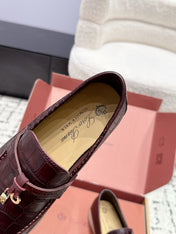 LP 26S SUMMER CHARMS WALK LOAFER IN DARK BROWN CROCODILE CALFSKIN GOLD HARDWARE