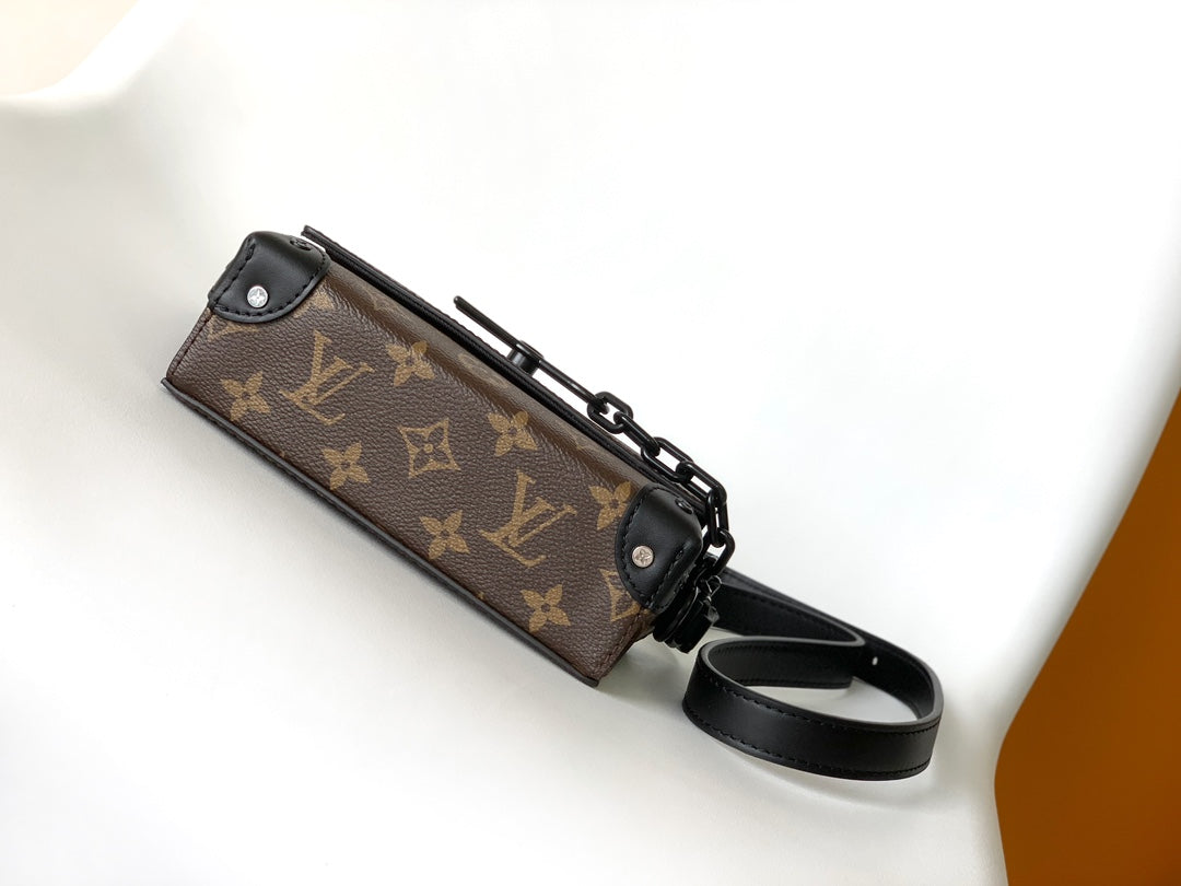 LV 25S STEAMER BAG 18 IN BROWN MONOGRAM MACASSAR CANVAS AND CALFSKIN