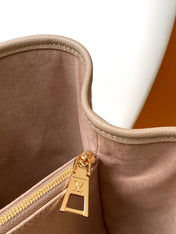 LV 25S BABYLONE TOTE BAG 32 IN TOURTERELLE GREY CALFSKIN GOLD HARDWARE