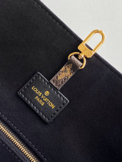 LV 25S NOVA MM BAG 37 IN BLACK CALFSKIN AND BROWN MONOGRAM CANVAS TRIM