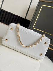 CHANEL 26S QUILTED SMALL SHOPPING TOTE 25 IN WHITE CAVIAR CALFSKIN GOLD HARDWARE