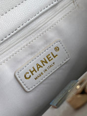 CHANEL 26S QUILTED SMALL SHOPPING TOTE 25 IN WHITE CAVIAR CALFSKIN GOLD HARDWARE