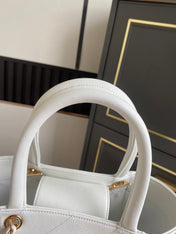 CHANEL 26S QUILTED SMALL SHOPPING TOTE 25 IN WHITE CAVIAR CALFSKIN GOLD HARDWARE