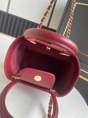 CHANEL 26S QUILTED SMALL SHOPPING TOTE 25 IN BURGUNDY RED CAVIAR CALFSKIN GOLD HARDWARE