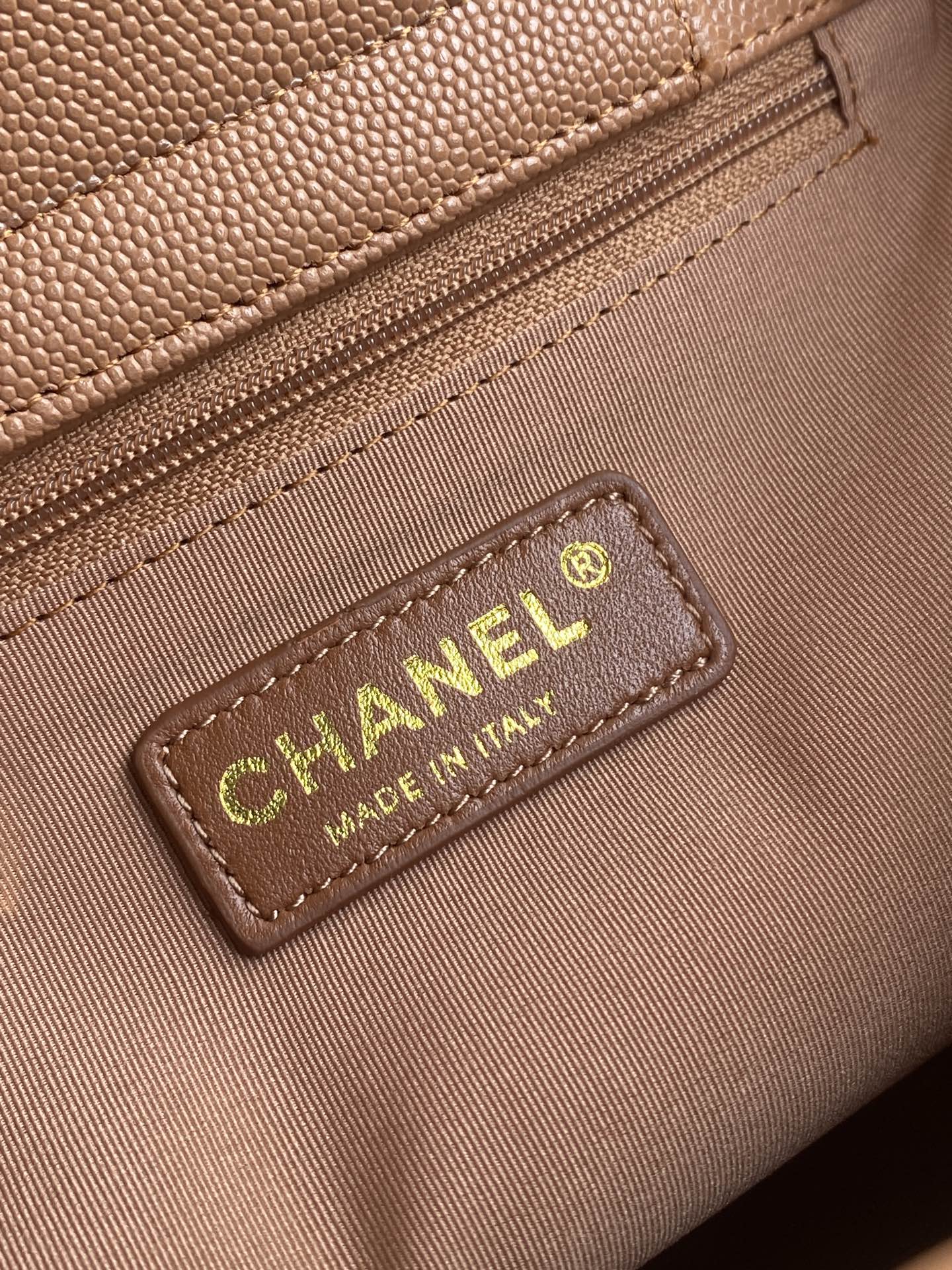 CHANEL 26S QUILTED SMALL SHOPPING TOTE 25 IN CARAMEL BROWN CAVIAR CALFSKIN GOLD HARDWARE