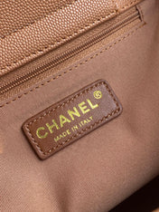 CHANEL 26S QUILTED LARGE SHOPPING TOTE 39 IN CARAMEL BROWN CAVIAR CALFSKIN GOLD HARDWARE