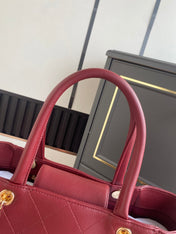 CHANEL 26S QUILTED LARGE SHOPPING TOTE 39 IN BURGUNDY RED CAVIAR CALFSKIN GOLD HARDWARE