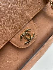 CHANEL 26S QUILTED LARGE SHOPPING TOTE 39 IN CARAMEL BROWN CAVIAR CALFSKIN GOLD HARDWARE