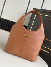 CHANEL 26S QUILTED HOBO LARGE BAG 35 IN CARAMEL BROWN CALFSKIN GOLD HARDWARE