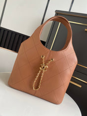 CHANEL 26S QUILTED HOBO LARGE BAG 35 IN CARAMEL BROWN CALFSKIN GOLD HARDWARE