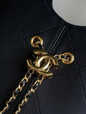 CHANEL 26S QUILTED HOBO BAG 27 IN BLACK CALFSKIN GOLD HARDWARE