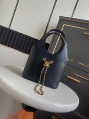 CHANEL 26S QUILTED HOBO BAG 27 IN BLACK CALFSKIN GOLD HARDWARE