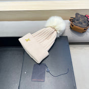 KNITTED BEANIE HAT IN LULLABY PINK WOOL AND FOX FUR 409792