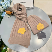 SET SCARF AND HAT IN LIGHT BROWN WOOL 419146