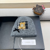 BEANIE HAT IN SHARK GRAY WOOL WITH BOW 421252