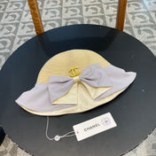 BOW BUCKET HAT IN PALE PURPLE MIX BEIGE RAFFIA 426169