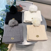 SET CLASSIC SCARF AND HAT IN BEIGE CASHMERE AND RABBIT WOOL 433234