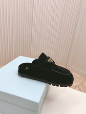Pra Mule 20mm Black Suede Calfskin