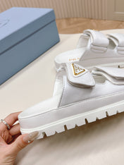 Pra Double Strap Slide 20 With Triangle Logo White Calfskin