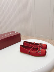 GG BALLET FLAT CRIMSON SILK