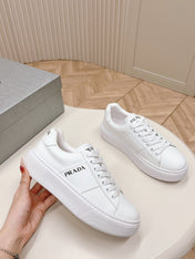 PRA LEATHER LOGO OUTLET SNEAKERS WHITE CALFSKIN