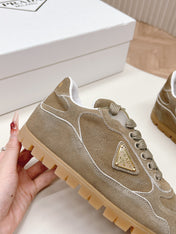 PRA FADED SUEDE SNEAKERS CARAMEL AND WHITE