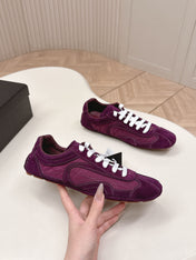 PRADA 26S CLASSIC SNEAKERS IN BURGUNDY RED SUEDE