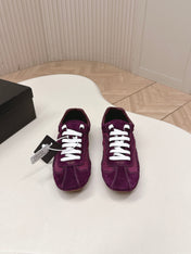 PRADA 26S CLASSIC SNEAKERS IN BURGUNDY RED SUEDE
