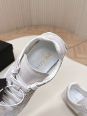 PRADA 26S CLASSIC SNEAKERS IN LIGHT GREY SUEDE AND MESH