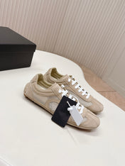 PRADA 26S CLASSIC SNEAKERS IN BEIGE SUEDE AND MESH
