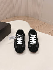 PRADA 26S CLASSIC SNEAKERS IN BLACK SUEDE AND MESH