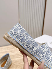 DIOR 26S SIROCO ESPADRILLE IN BLUE AND WHITE DIOR OBLIQUE CANVAS