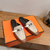 HM 26S KELLY MULE IN BROWN AND BEIGE CALFSKIN SILVER HARDWARE