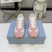 PRADA 26S LACE UP SNEAKERS IN PINK NYLON AND SUEDE