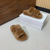 CELINE 26S TWO-STRAP QUILTED SANDALS IN BROWN WOOL
